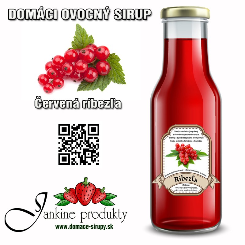 Pravý domáci ovocný ríbezľový sirup na predaj z červených ríbezlí