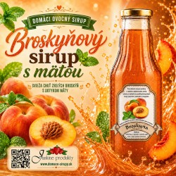 domáci broskyňový sirup s mätou domáce produkty od Janky z Palárikova